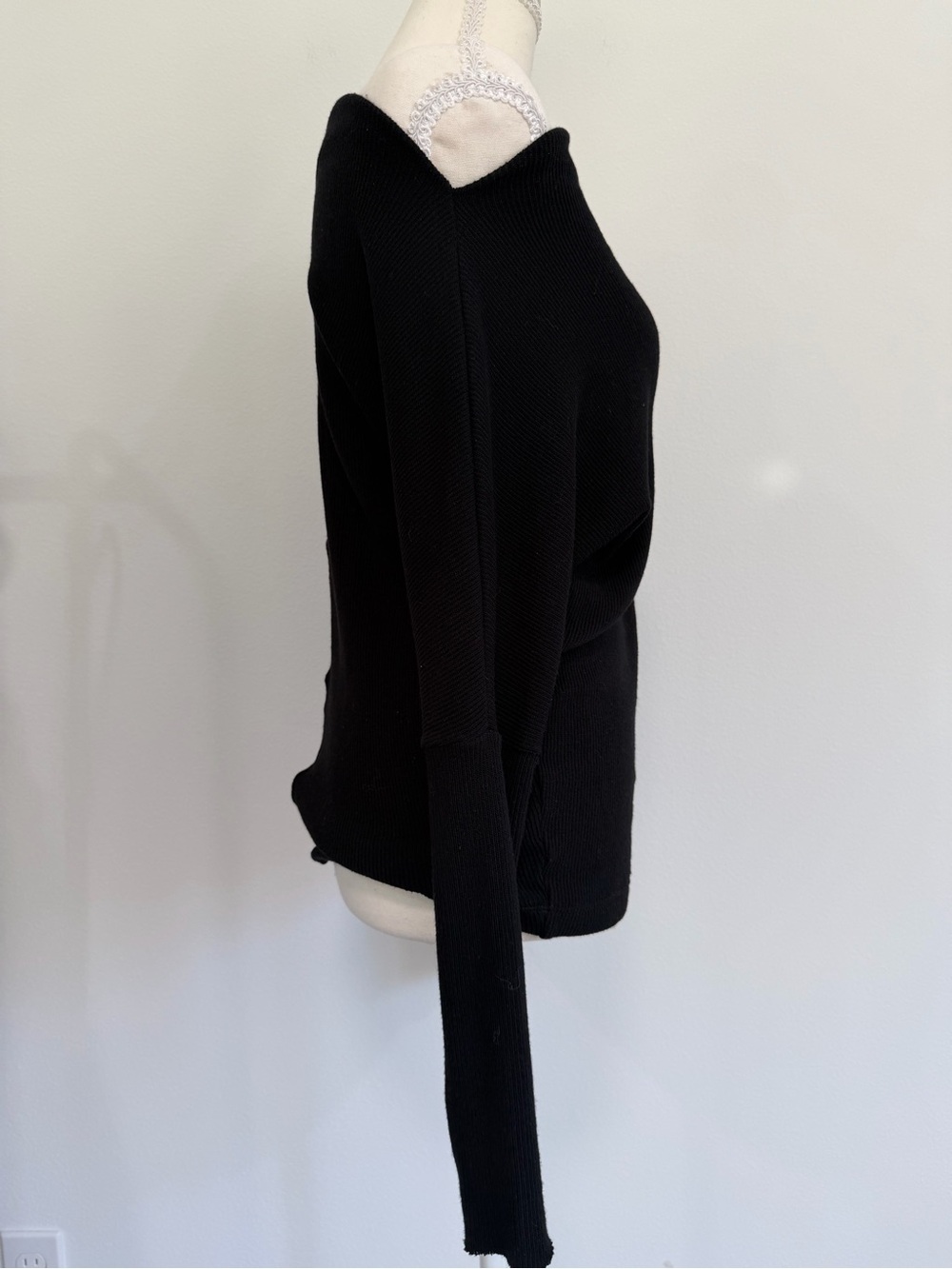 Enza Costa Slouch Top in Black Off-Shoulder Knit Sweater - Picture 6 of 7